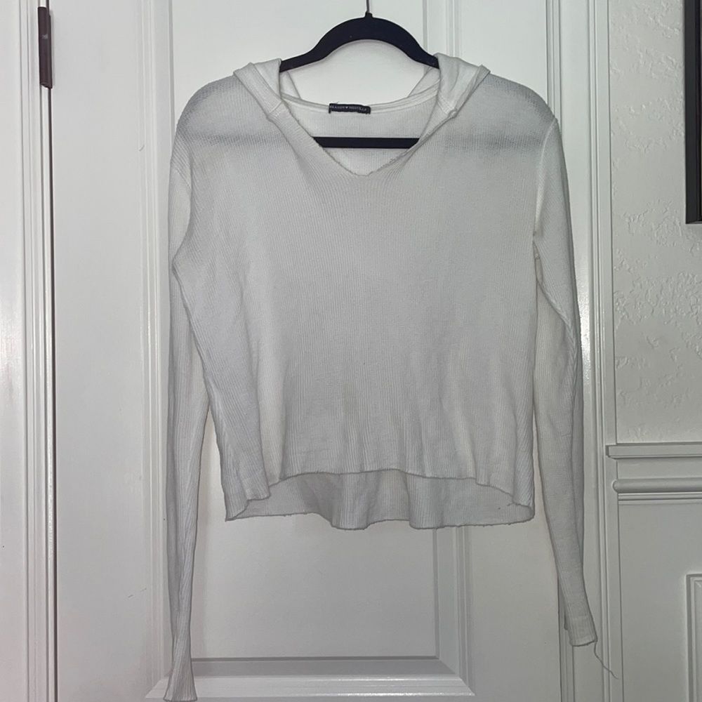 Brandy melville White hooded long sleeve